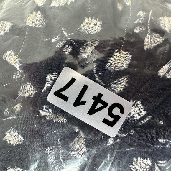 J Crew Blouse Womens Blue Metallic Floral Puff Sleeve Office Career Lined Top - Picture 11 of 11